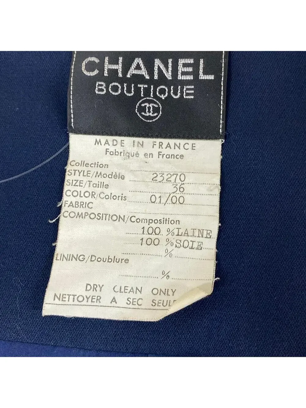 Chanel Navy Beige [Outer Material] Wool #278442C10B